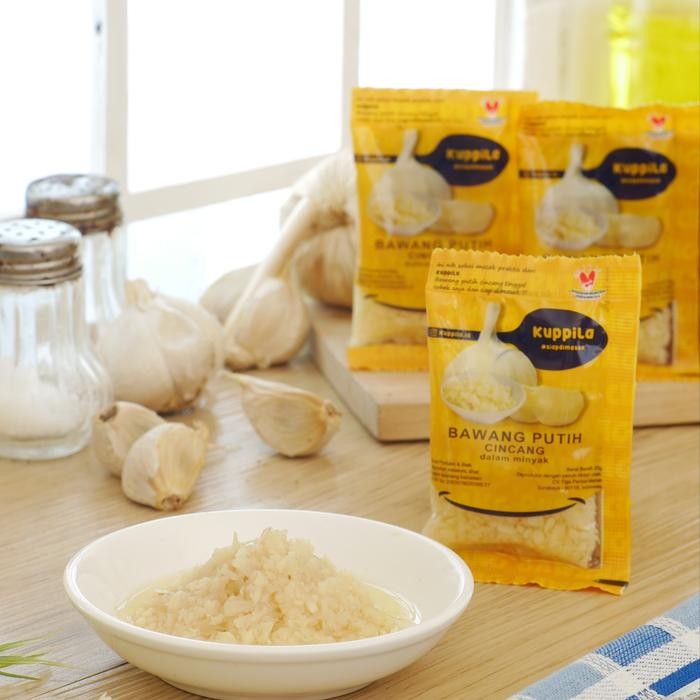 

Kuppila bawang putih cincang dalam minyak minced garlic - Pouch 100gr