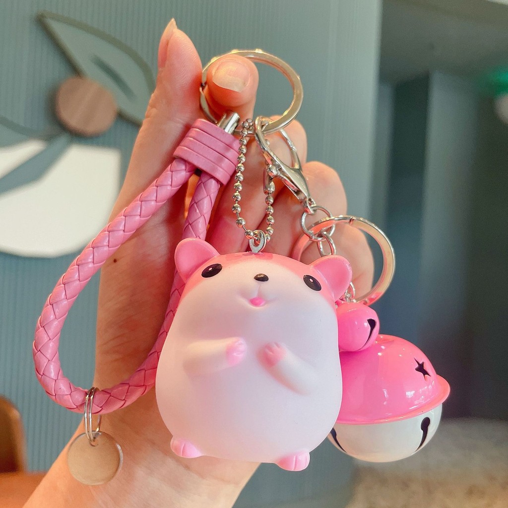 Gantungan Kunci Hamster Lucu Chubby Keychain Motor Mobil Tas Cute Dengan lanyard dan lonceng