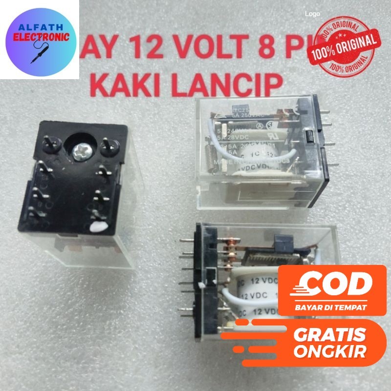 RELAY 12 VOLT 8 PIN KAKI LANCIP ORIGINAL KUALITAS BAGUS