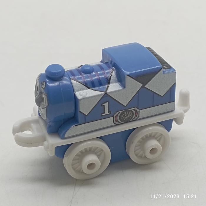 MAINAN... Thomas and Friends Minis Power Ranger Thomas as Blue Ranger #15 Loose