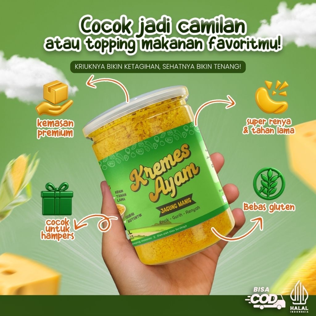 

Kremes Ayam -Jagung Manis 260gr - Kremes Nostalgia