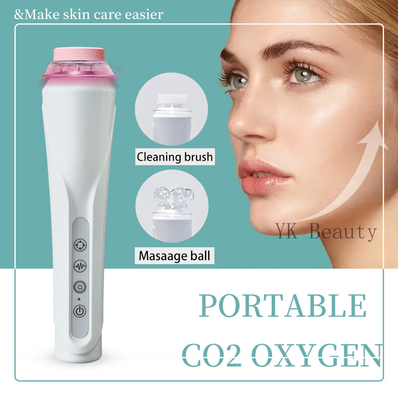 Newest Facial Roller Massage Co2 Oxygen Bubble Pods Beauty Device With Cleaning Brush Skin Tightenin