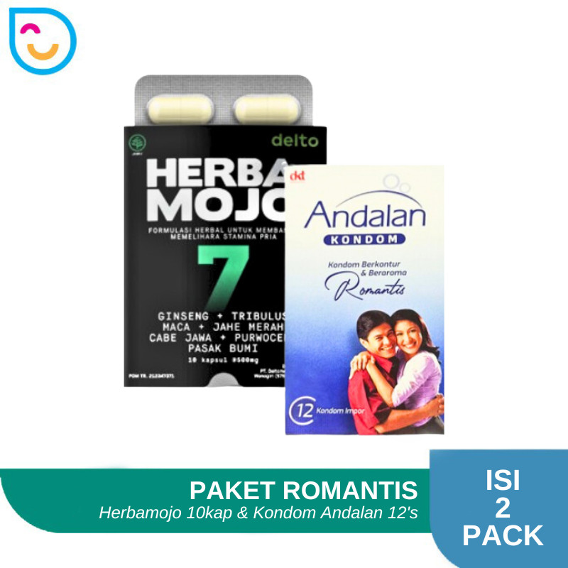 Paket Romantis Herbamojo Isi 10 Kapsul + Kondom Andalan Isi 12 Sachet - Kondom Andalan & Obat Kuat P