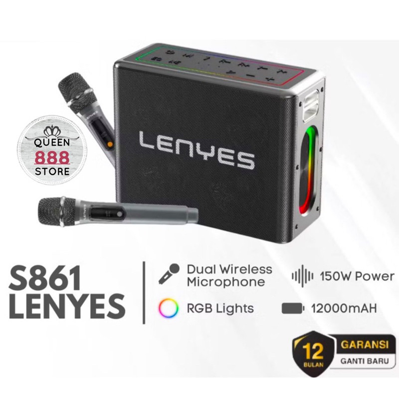 kamatsuv3 SPEAKER LENYES S861 SPEAKER KARAOKE SPEAKER LENYES 150W BLUETOOTH 5.0 TWS DUAL MICROFONE P