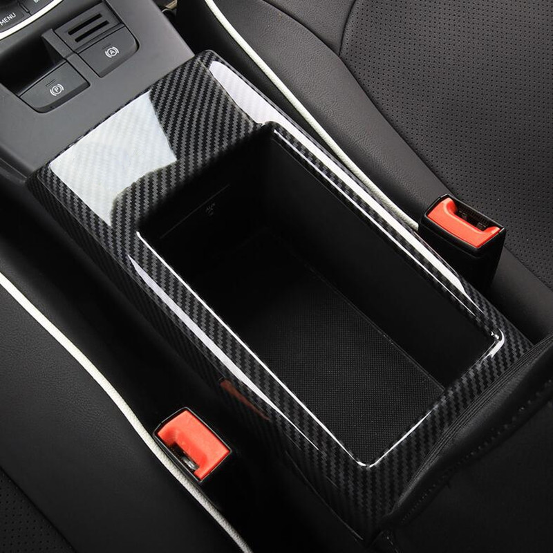 ABS Carbon Fiber Car Styling Central Armrest Storage Box Panel Cover Trim For Audi A3 8V 2015 - 2020