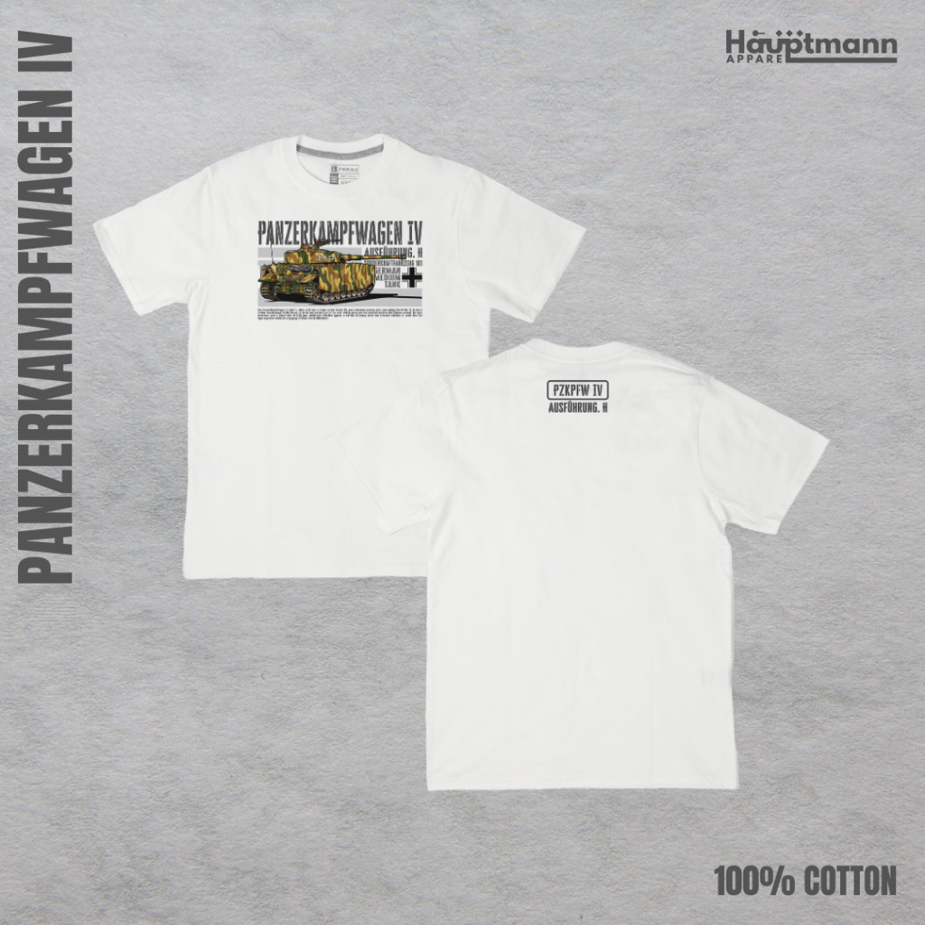 (COD) Hauptmann T-Shirt/Kaos Medium Tank Panzer 4/IV Ausf H Jerman - Putih