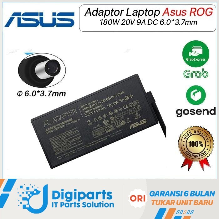 ORI Adaptor Charger laptop Asus ROG 20V 9A 180W ( 6.0*3.7mm ) TUF A15 FX506 FX506I FX506UI 14 G14 GA