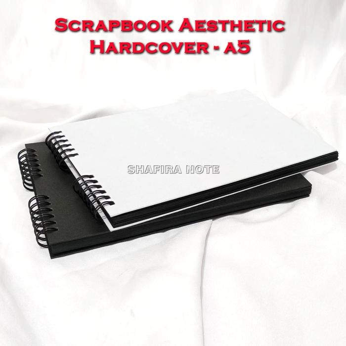 

A5 Hardcover Scrapbook Hitam Aesthetic Album Foto Vintage Buku Gambar Notebook Kado Hadiah Anniversary Valentine - Lanscape, Hitam