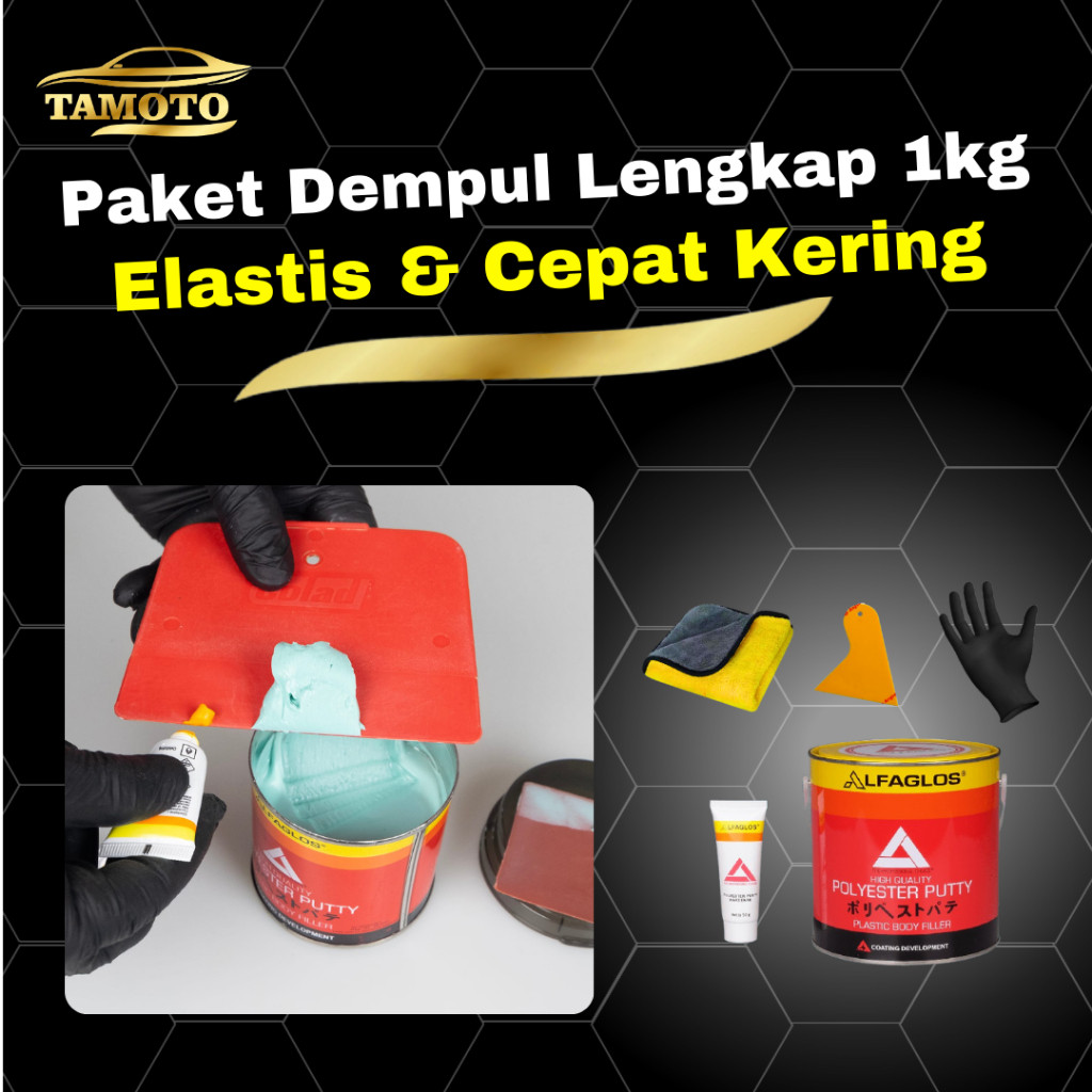 Mobil Part store Dempul 1KG Alfaglos Original untuk besi body mobil motor / Dempul Polyester Putty A