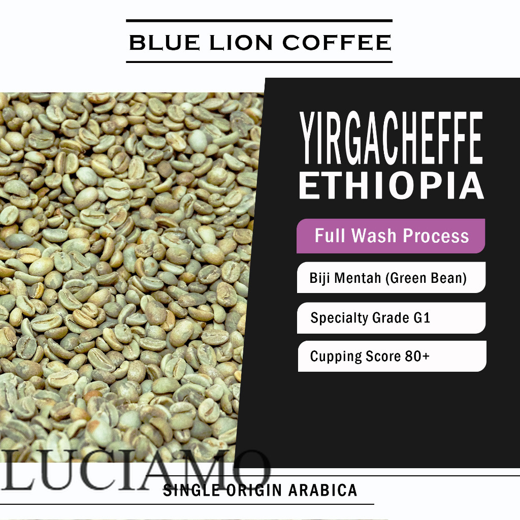 [  LUCIAMO ] Blue Lion Coffee Yirgacheffe 1 KG Biji Mentah Kopi Single Origin Arabica Green Bean Eth