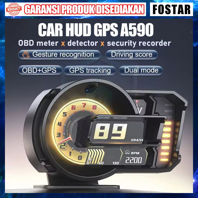 Car Smart Gauge A590 OBD2+GPS HUD Smart Car Layar Display HUD
