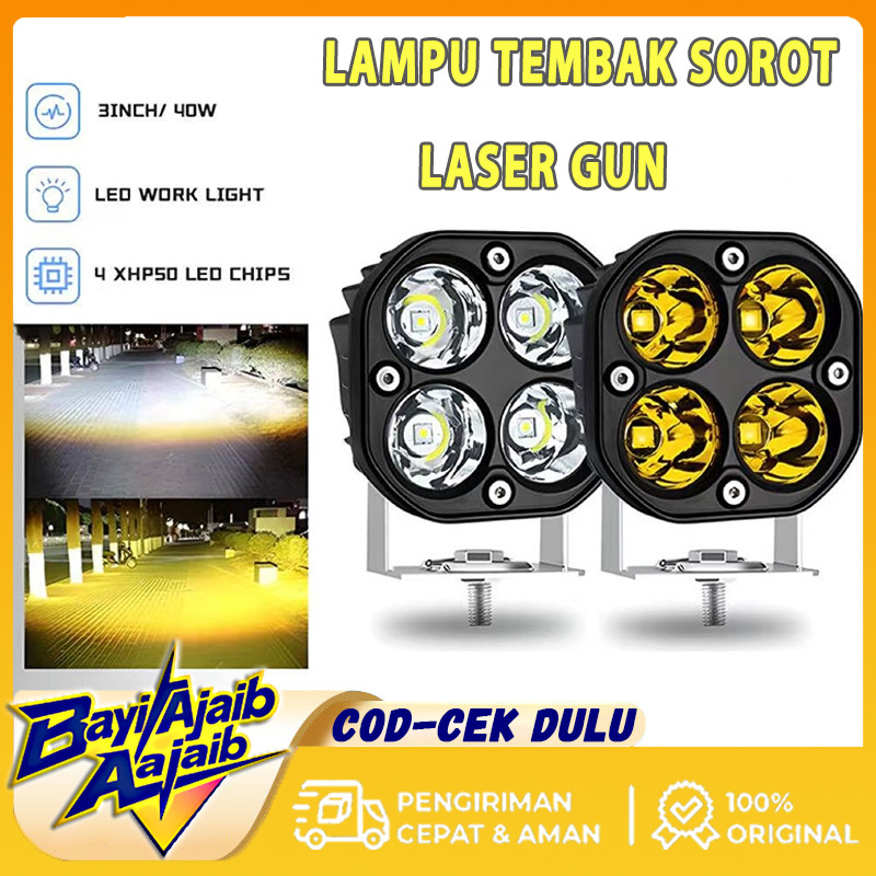 COD Lampu Tembak Sorot LED 4 Mata 40 Watt Mobil Motor Sorot Lampu Tembak Sorot Laser Gun /Lampu Soro