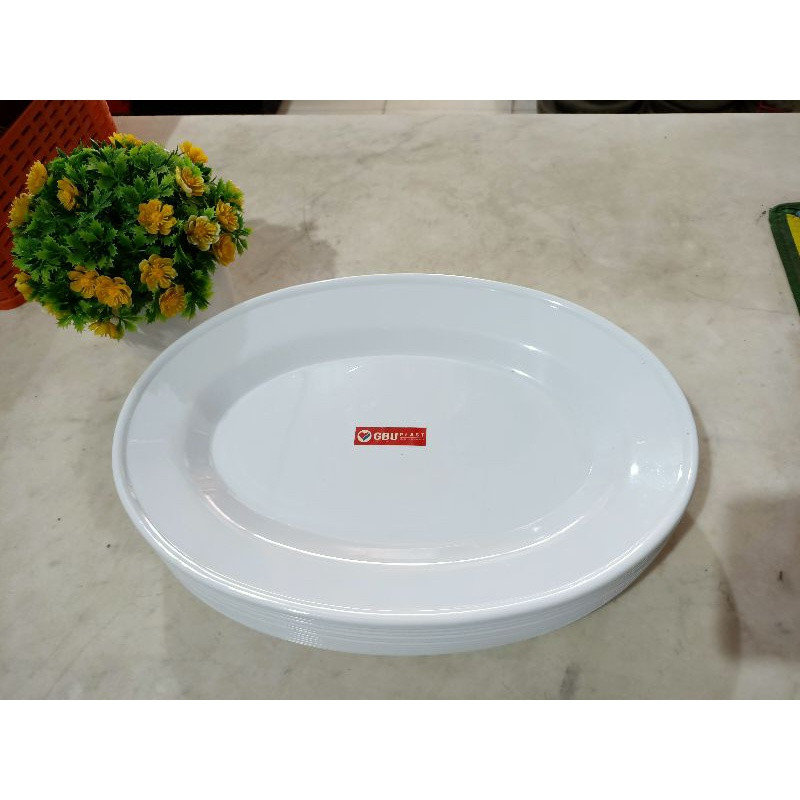 Piring Semi Melamin Oval 10 & 12 Inch - Piring Saji - Piring Prasmanan - Piring Lauk Saji GBU Murah