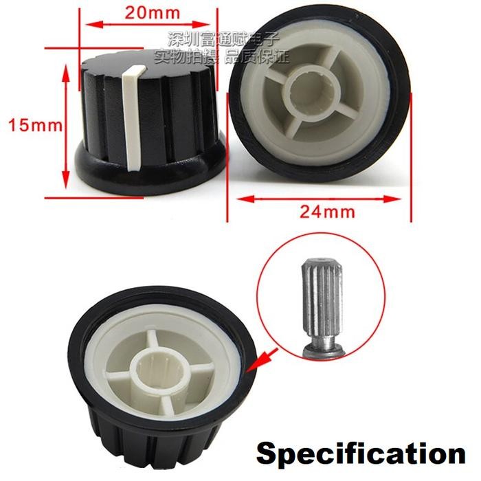 Knop Besar 24mm potensio potensiometer amplifier knob potentiometer - Putih