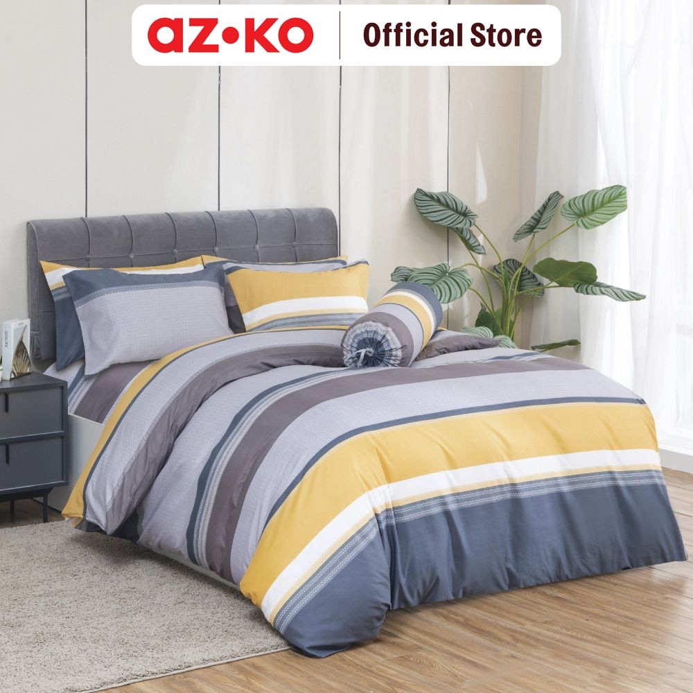 AZKO Sleeplite 180X200 cm Set 5 Pcs Seprai King Polyester Stripe Masc Sprei Seprei Sprai Sepray Bed 