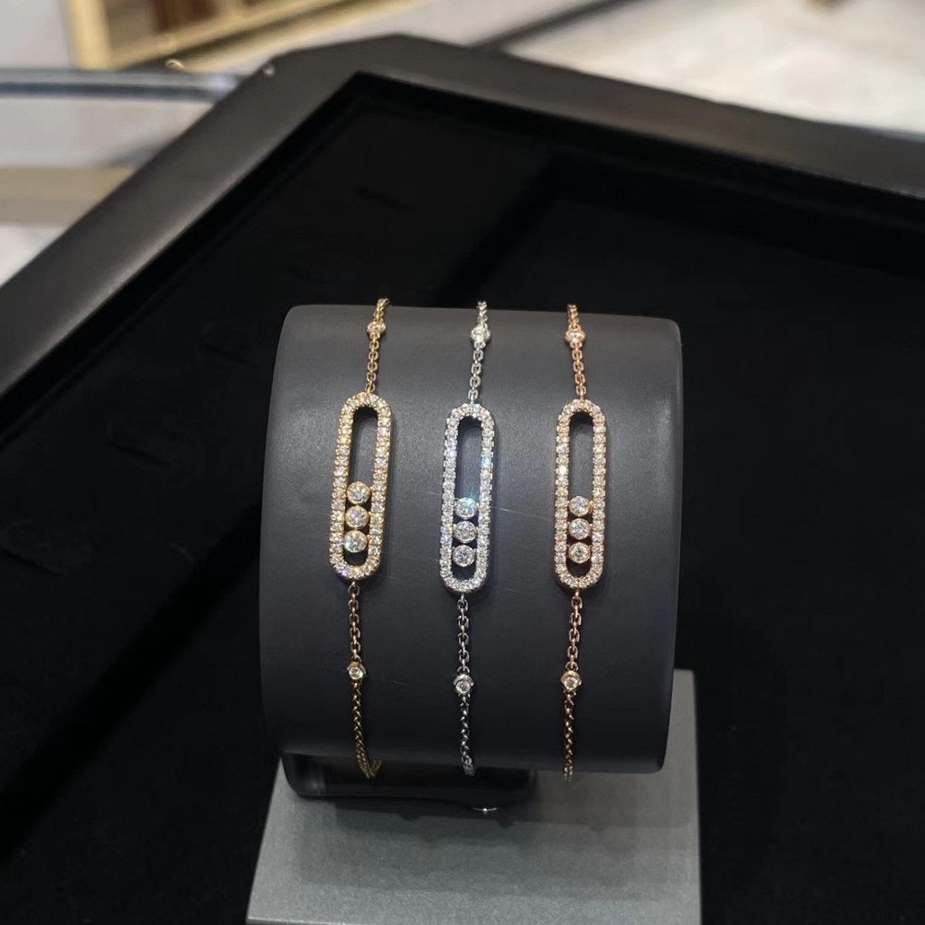 Kecil Penuh Berlian Meluncur Tiga Gelang Berlian Perhiasan Wanita