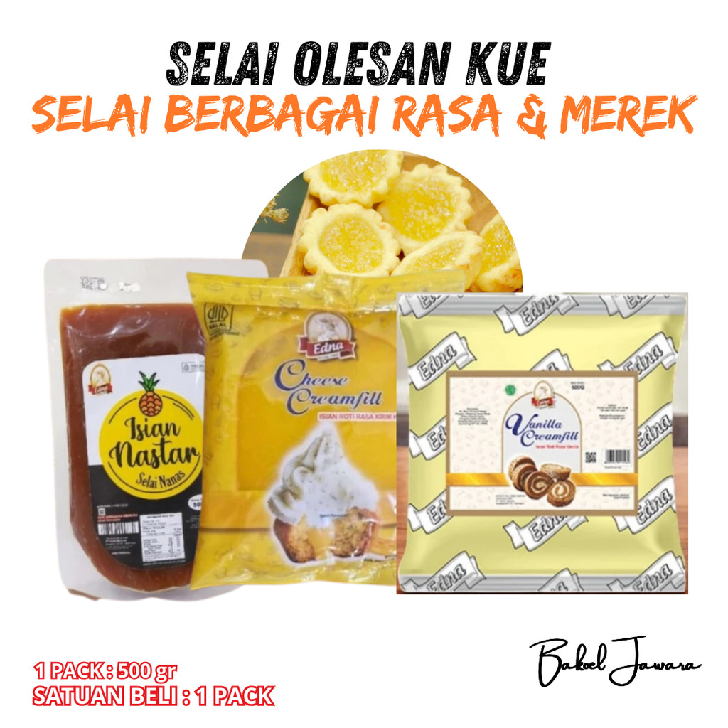 ( 1 PCS ) Edna Vanilla Creamfill 500 gr / Edna Cheese Creamfill 500 gr / Selai Nanas Edna 500 gr