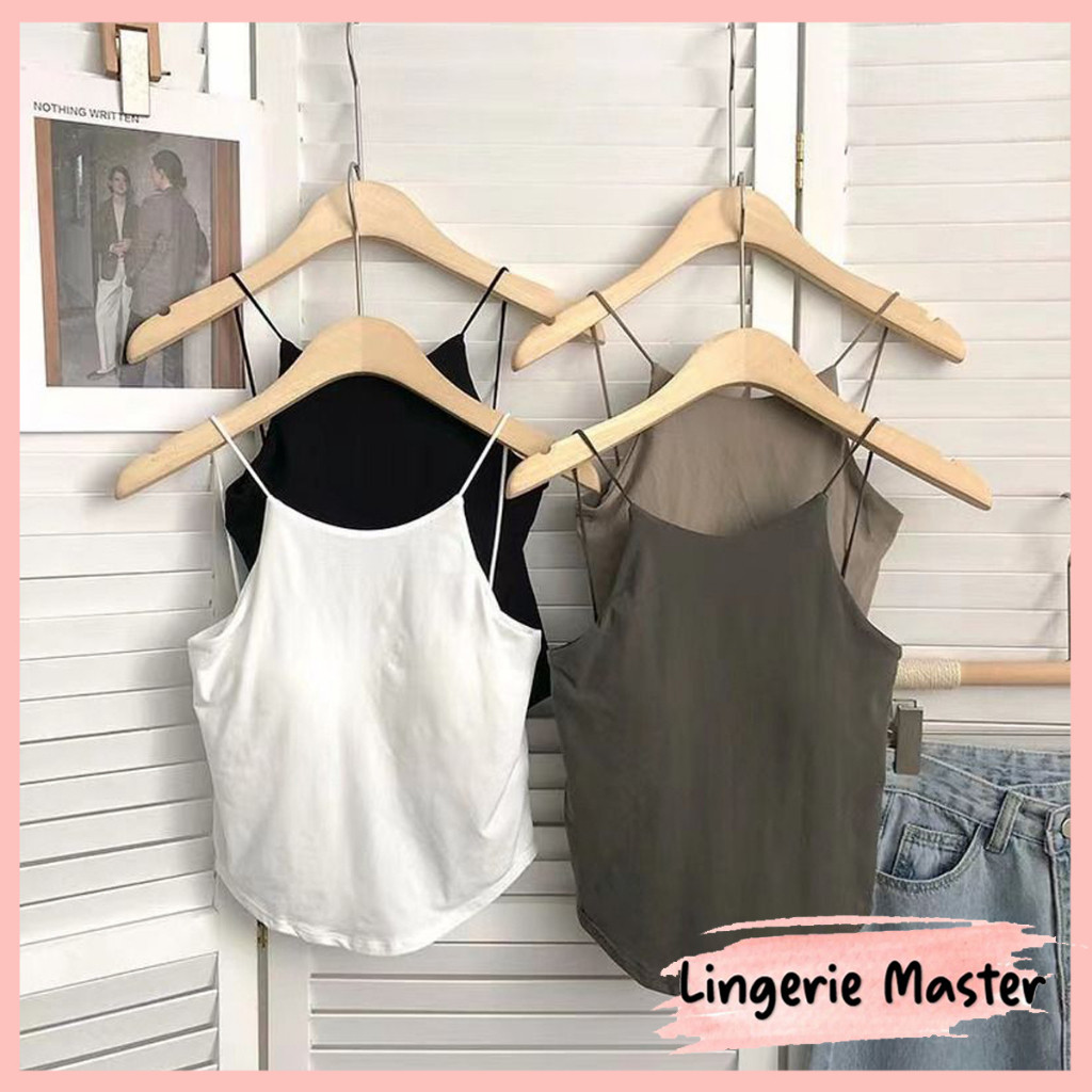 EZR - Tanktop Wanita Tali Kecil Elastis Tanpa Kawat With Bra Cup
