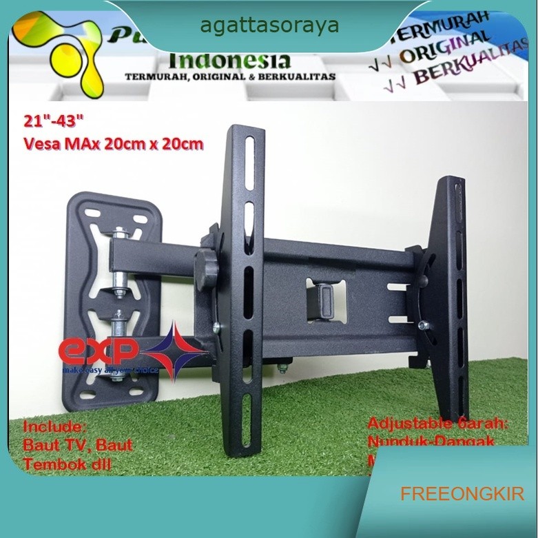 Bracket TV SHARP 14 s/d 43 inch 6 ARAH FULL BESI SUPER KOKOH GARANSI 100% ORI