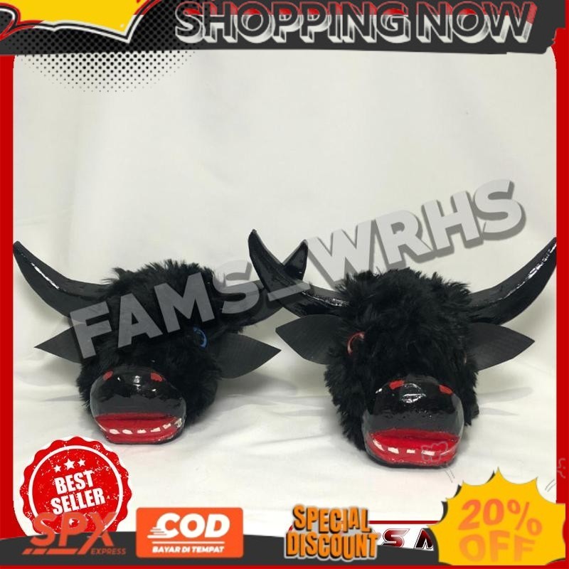 CAKEUPPPP (Terbaik) Bantengan Bulu Putih Mini Bantengan Anak Bahan Kayu Variasi Bulu Hitam Tv52 VIRA