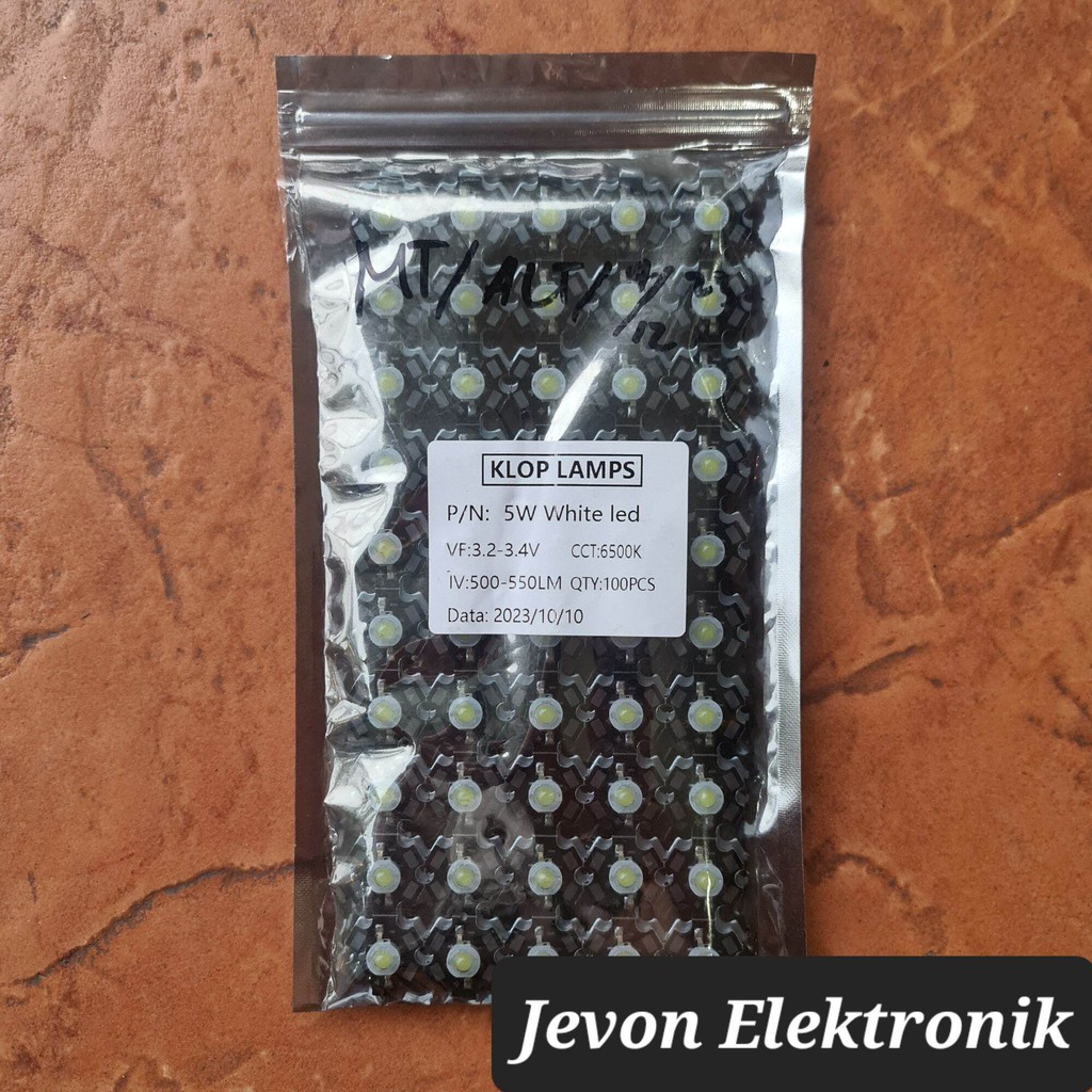 1 pak Lampu Led HPL 5 W Watt + Pendingin isi 100 pcs Warna Putih Merah Kuning Hijau Biru 5W