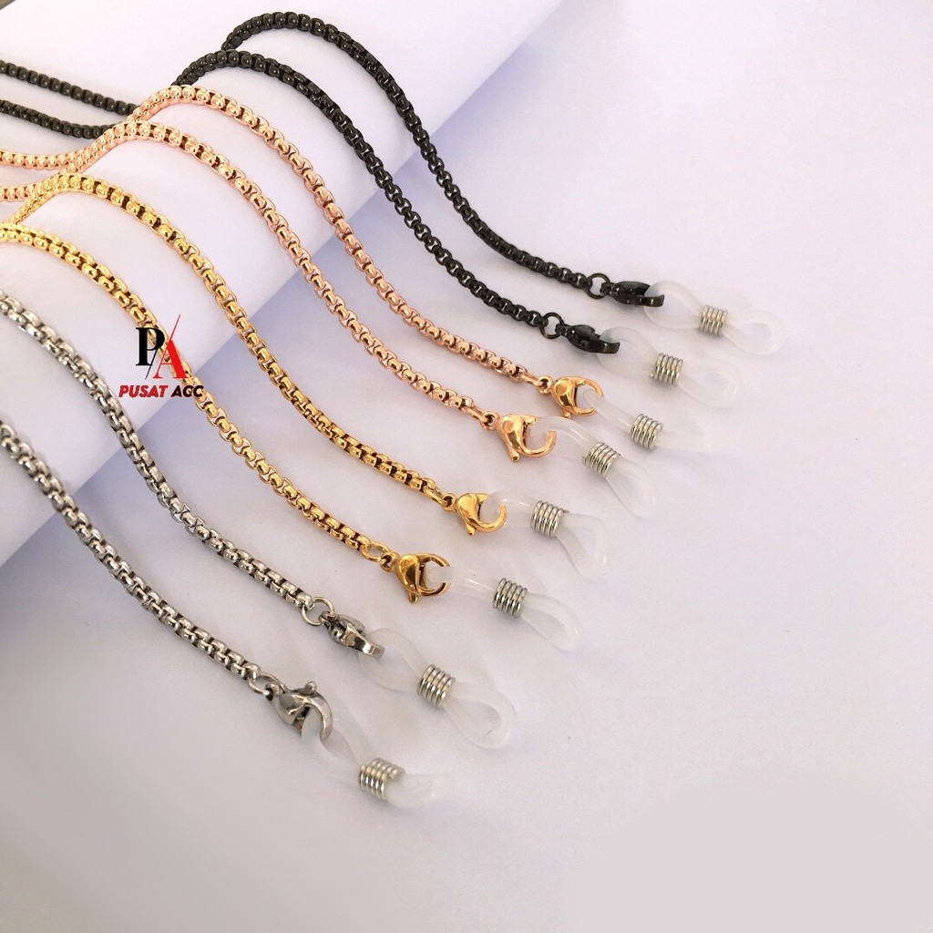 Rantai Kacamata Masker Strap Kacamata Tali Kacamata Pengait Titanium Stainless Steel Anti Karat Pria