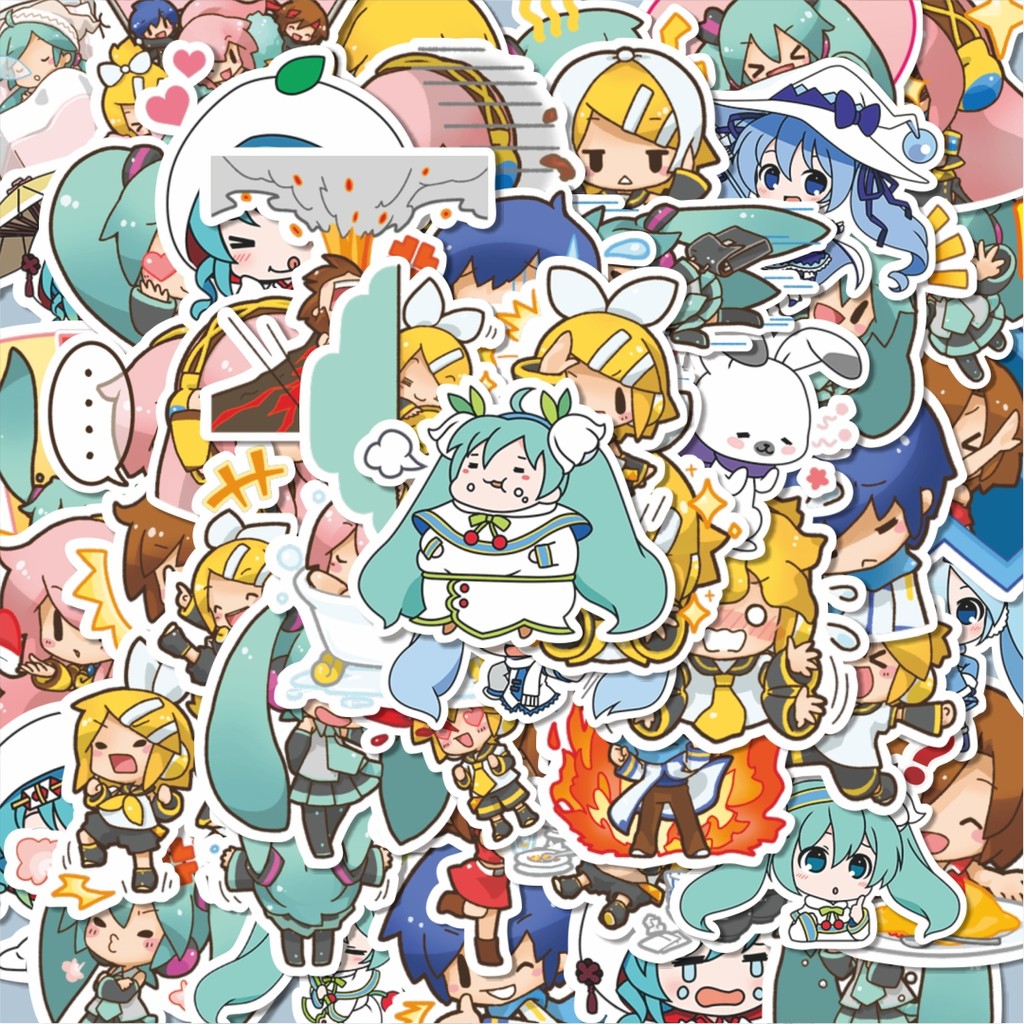 100PCS Lucu Stiker Vocaloid Vocal Android Stiker Aesthetic Stiker Anti Air Stikers Berperekat Waterp