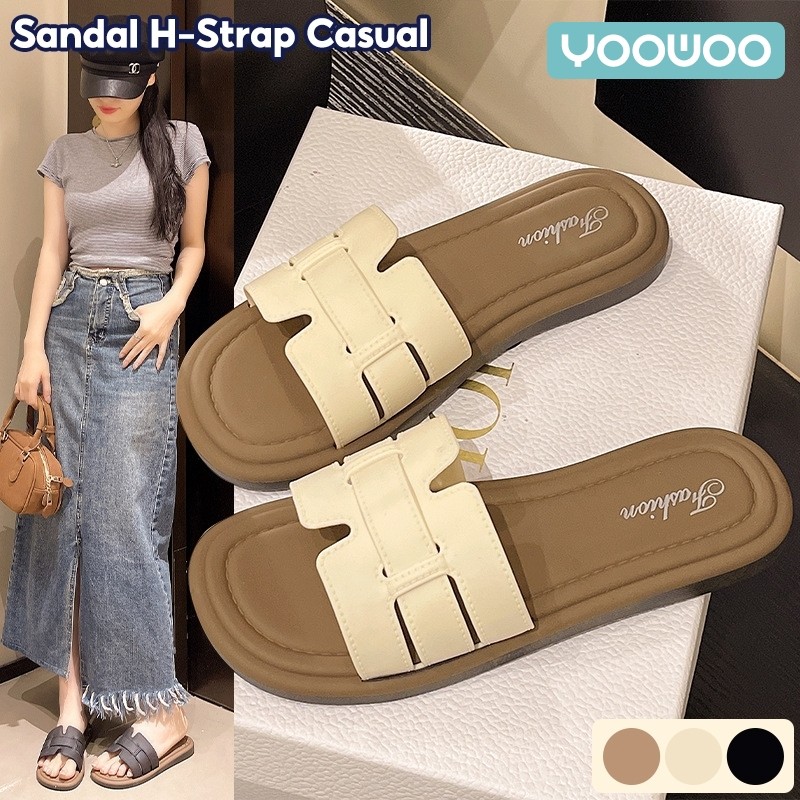 YooWoo Sandal Wanita / Sandal Wanita Kekinian / Sandal Flat Wanita / Sandal Teplek Wanita / Sandal F