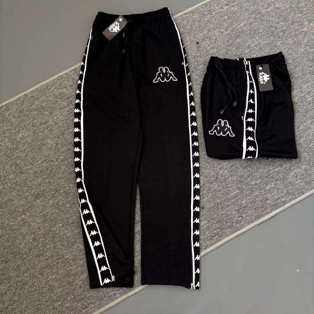 CELANA PANJANG TRACKPANTS KAPPA4 BLACK  PRIA WANITA TRAINING RUNNING CASUAL BRANDED LARI GUNUNG