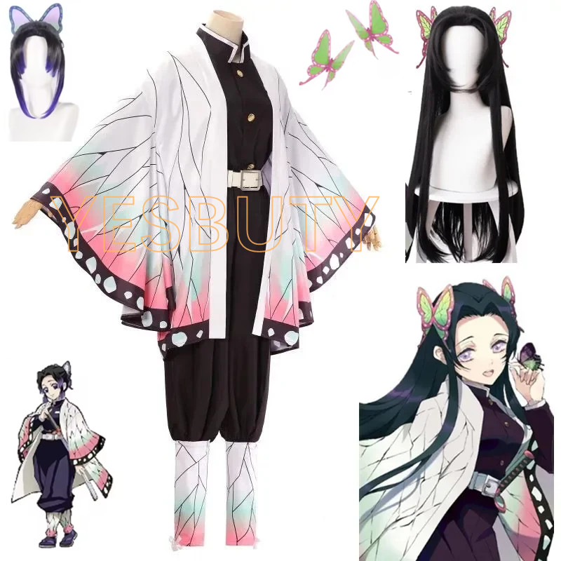 Demon Slayer Kochou Kanae Cosplay Costume  Adult  Anime Kimetsu No Yaiba Shinobu Kochou Halloween Cl