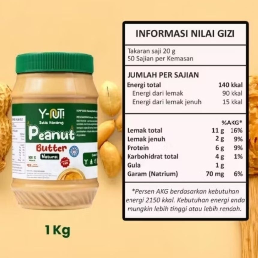 Y-nut Selai kacang Peanut Butter Natural Skippy 1 KG | Y-nut Selai Kacang Chruncy Skippy 1 KG