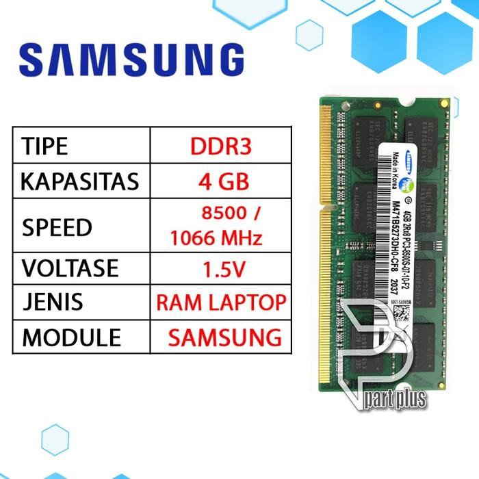 [sovrel] RAM LAPTOP SAMSUNG DDR3 4GB 8GB 8500 / 1066 MHz RAM SODIMM 1.5v - DDR3 4GB