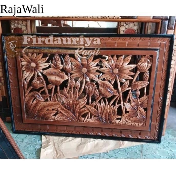 [DISKON] Pajangan dinding ukiran kayu Jepara jati kayu jati perhutani asli ukiran panorama pahat uki