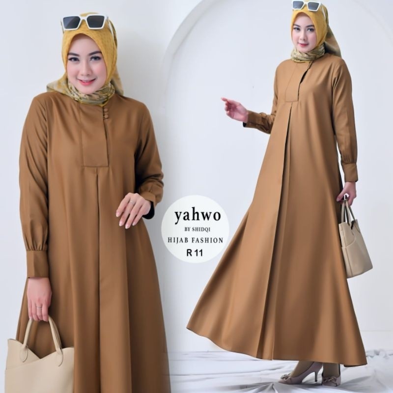 BIGMAXS Seragam pns khaki wanita bahan toyobo terbaru/gamis PNS khaki kode R 011/baju kerja pemda pd