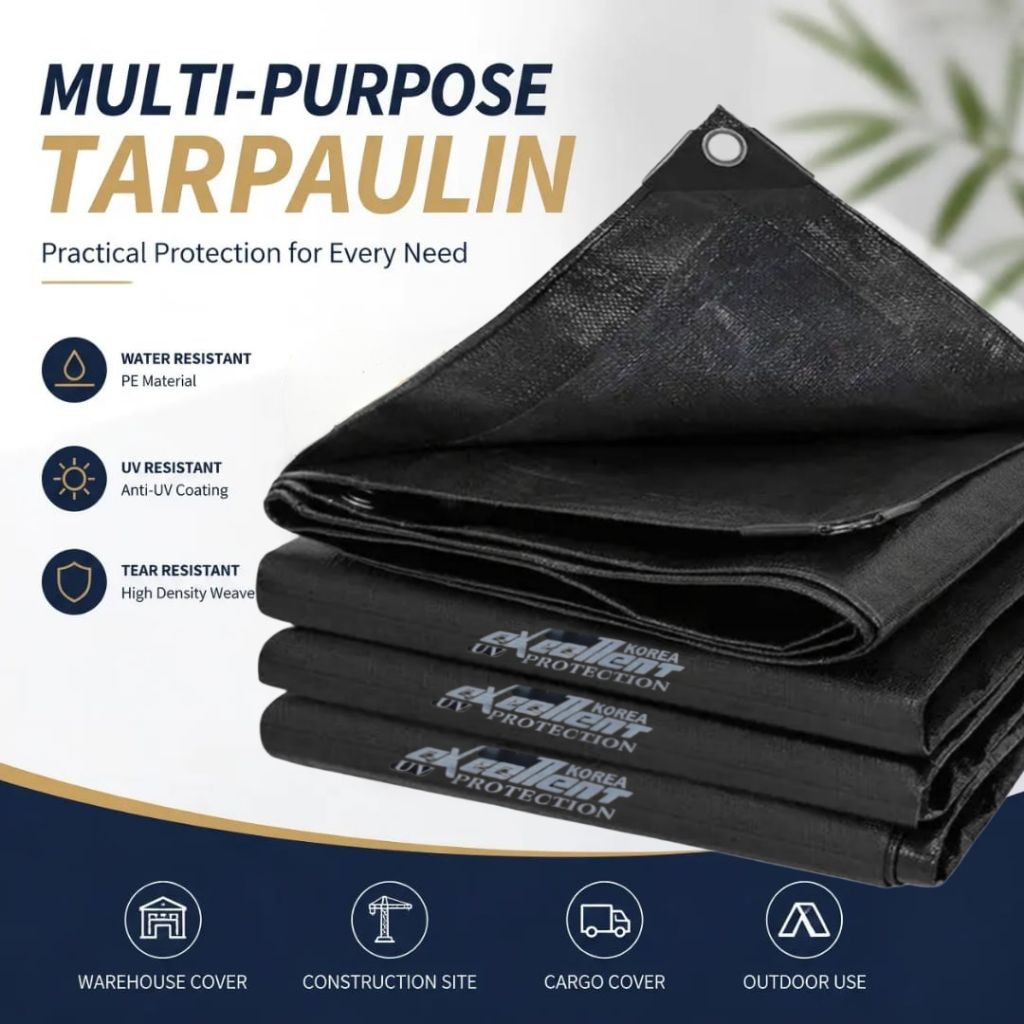 Terpal hitam PE35 350 Micron 240 GSM terpal  HITAM Tebal Kuat Waterproof Grosir Harga Pabrik