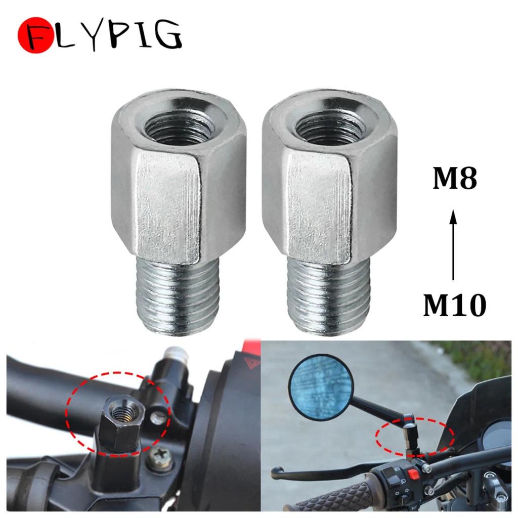 1 Pasang Adaptor Spion Motor M10 Male ke M8 Female, Baut Konversi Spion, Ulir Kanan Kiri Anti-putar 