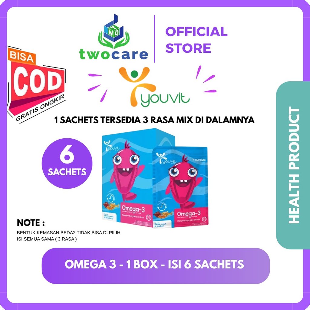 Youvit Omega-3 Gummy Anak 1 Box isi 6 Sachet 7 Gummies