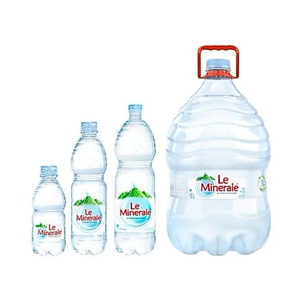 Le minerale per botol 600 ml, 1500 ml, 3000 ml, 5000 ml