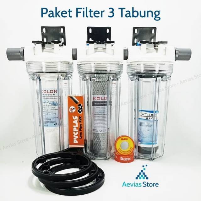 Filter Air Saringan Air PDAM, PAM, Sumur, 3 Tabung 3 Tahap, 10"