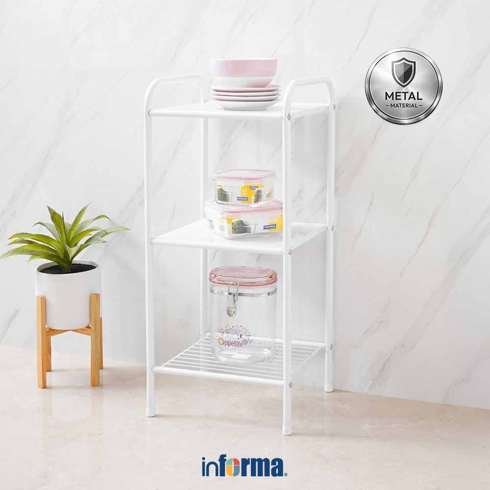 Informa Rak 3 Tingkat Minimalis - Putih Storage Rack Rak Serbaguna Organizer Rumah Minimalis