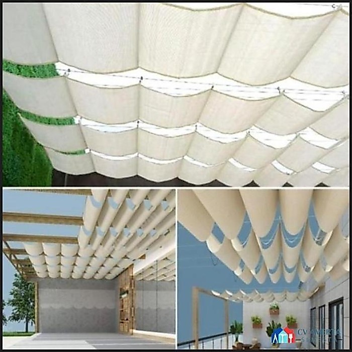 Tenda Kanopi Awning Gelombang Custom per Meter Bahan Cordura D300 Putih