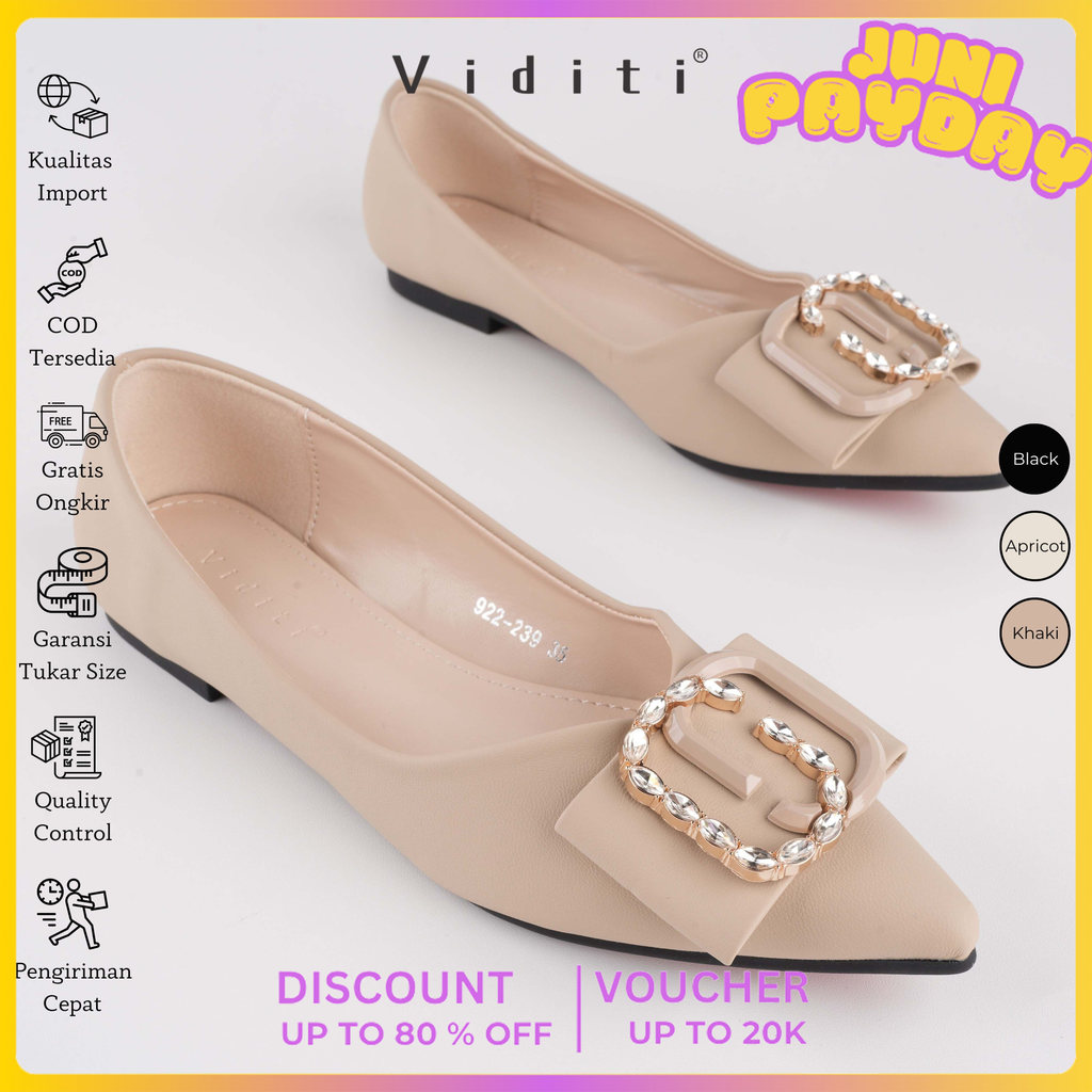 Viditi Jiso Flat Shoes | Sepatu Import Wanita | Kerja | Kuliah | Kantor | Lepes