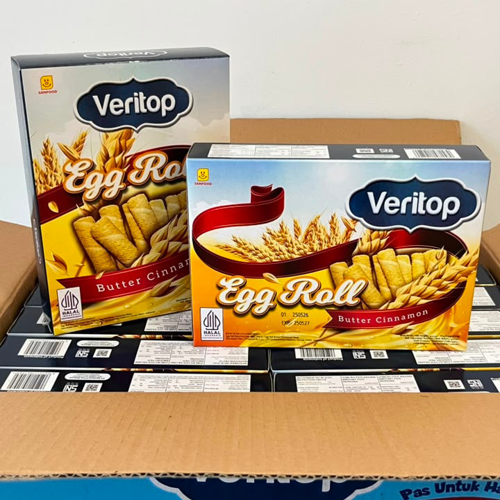 PER DUS 24BOX VERITOP EGGROLL BUTTER CINNAMON / JAJAN HAJATAN / SNACK BOX MURAH softbox