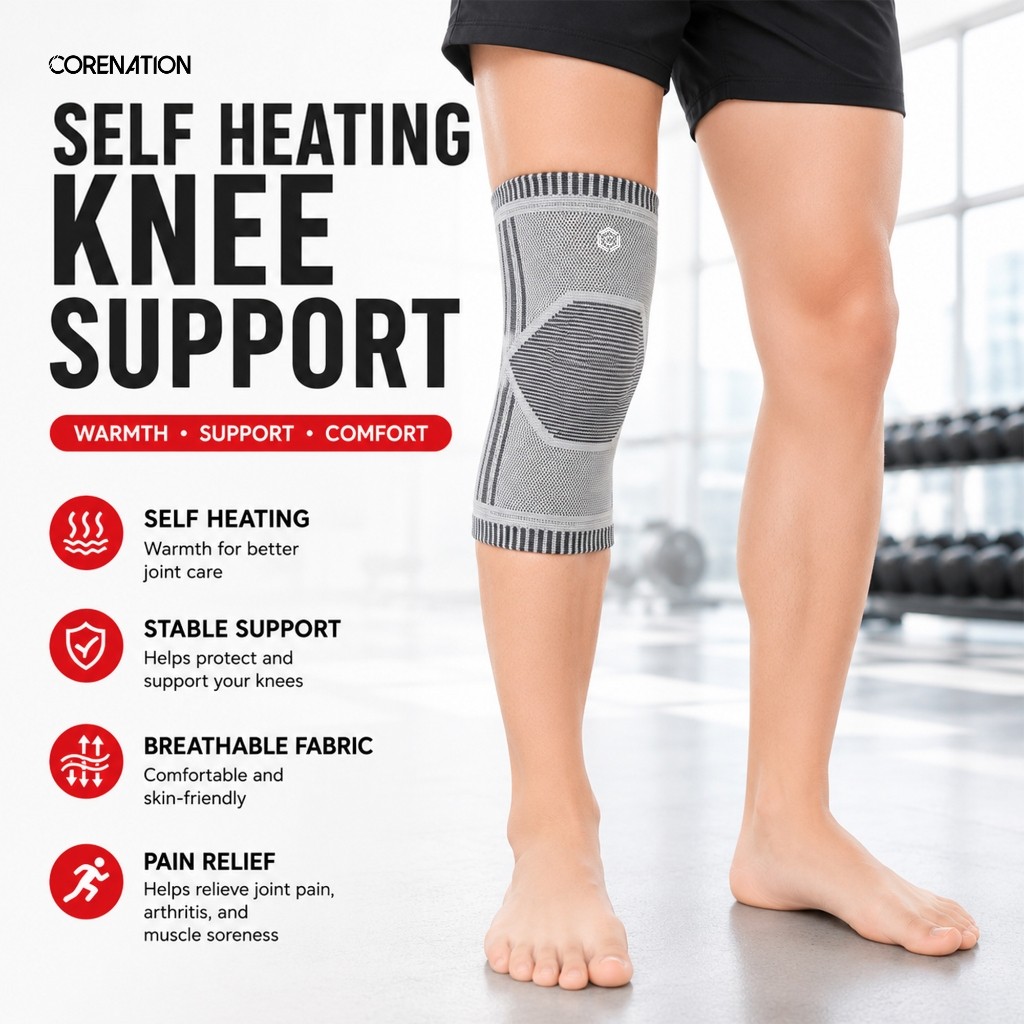 CoreNation Self Heating Knee Support - Dekker Lutut Terapi Panas Inframerah Mugwort Pelindung Sendi 