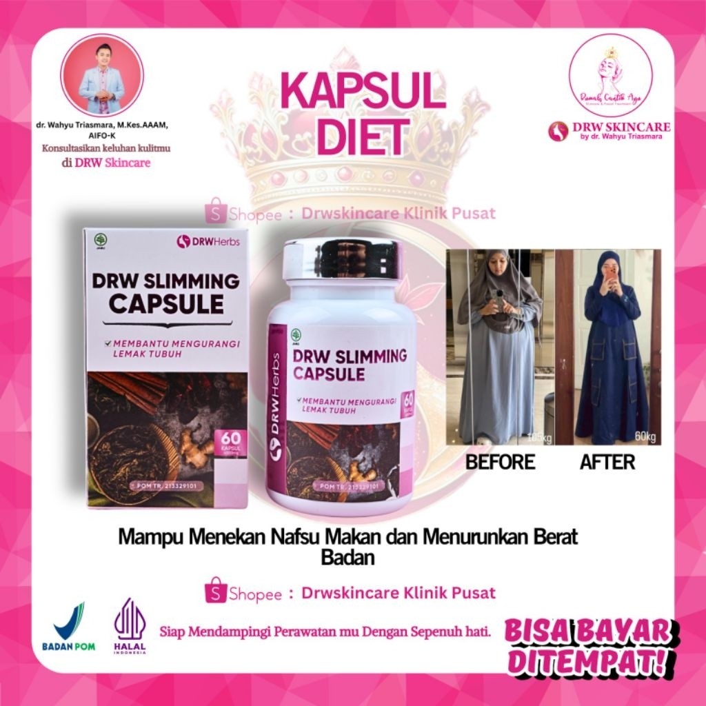 Drw Skincare Slimming Capsule Kapsul Diet Pelangsing Menurunkan Berat Badan Melunturkan Lemak ORI BP