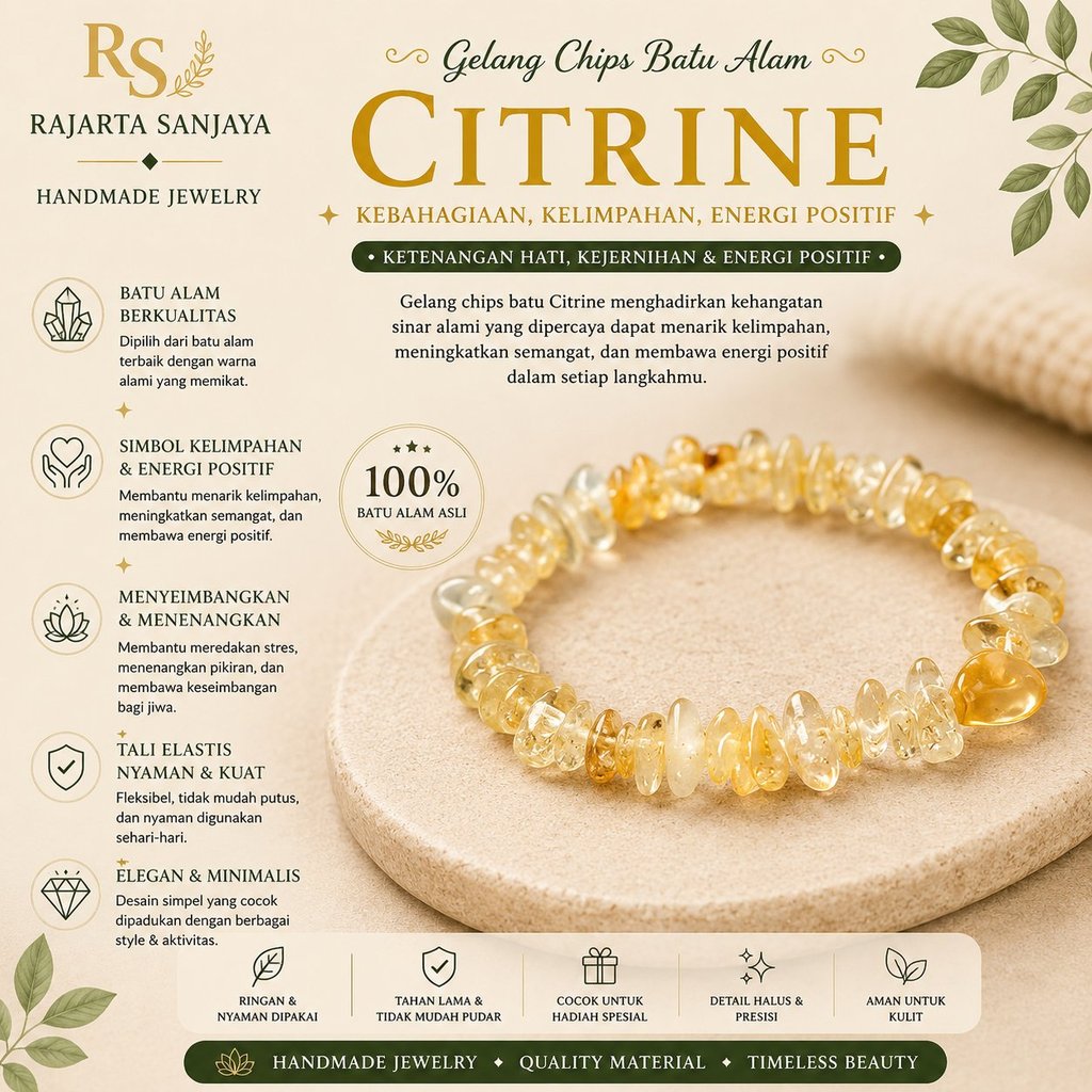 Gelang Batu Kerikil Kristal Chips Citrine Natural | Kode : BC-37