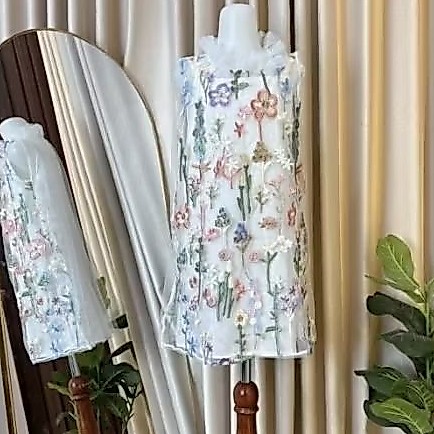 Delova Wardrobe Kids - SET TANIA DRESS KIDS Modern Pesta Tile Premium Lace Embroidery Brocade