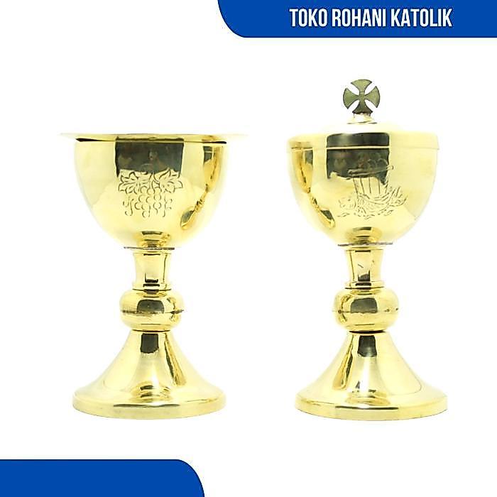SIBORI TEMPAT HOSTI KATOLIK / PERALATAN MISA KATOLIK / SIBORI KUNINGAN