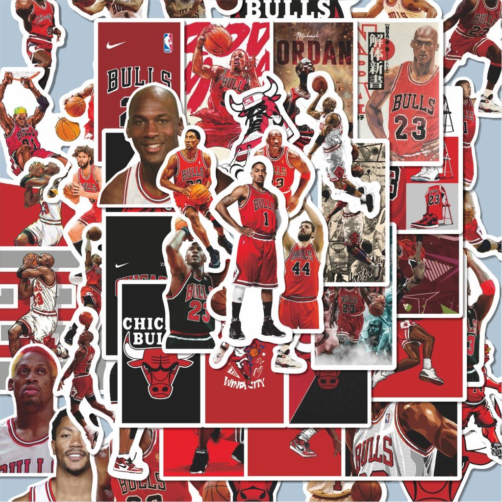 

100PCS Lucu Stiker Basket NBA Chicago Bulls Stiker Aesthetic Stiker Anti Air Stikers Berperekat Waterproof sticker decal buat Motor Helm Buku Journal Koper Casing HP Laptop Botol Minum Hadiah anak