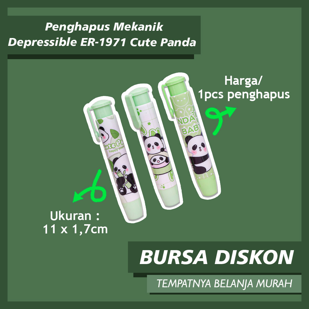 

Penghapus Mekanik Depressible ER-1971 Cute Panda Eraser Hapusan Mechanical Cute Hewan Grosir Bisa COD